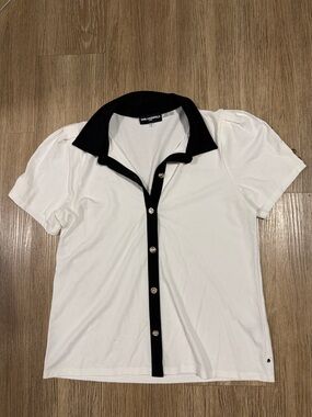 Karl Lagerfeld White t-shirt Black Collar and Placket m